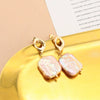 Wholesale Women's Freshwater Natural Pearl Baroque Earrings Retro Highend Light Luxury Geometric Electroplated Jewelry
