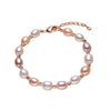 Wholesale Women's Freshwater Pearl And Alloy Bracelet With Simple Style And Circular Pearl Shape