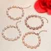 Wholesale Women's Freshwater Pearl And Alloy Bracelet With Simple Style And Circular Pearl Shape