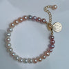 Wholesale Women's Freshwater Pearl And Copper Alloy Nearly Round Elegant Bracelet