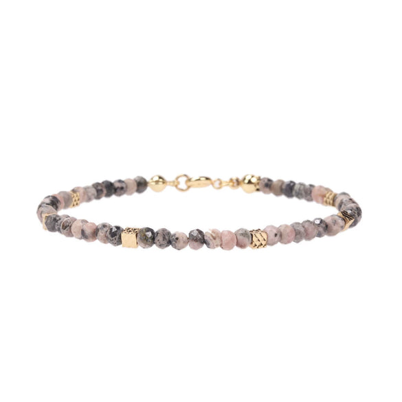 Wholesale Women's Freshwater Pearl And Semi Precious Stone Beaded Gold Plated Copper Bracelet With Geometric Design