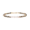 Wholesale Women's Freshwater Pearl And Semi Precious Stone Beaded Gold Plated Copper Bracelet With Geometric Design