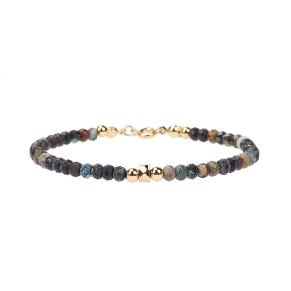 Wholesale Women's Freshwater Pearl And Semi Precious Stone Beaded Gold Plated Copper Bracelet With Geometric Design