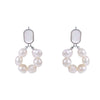 Wholesale Women's Freshwater Pearl And Shell Earrings In Sweet Style With Geometric Design And 316L Stainless Steel Electroplating