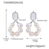 Wholesale Women's Freshwater Pearl And Shell Earrings In Sweet Style With Geometric Design And 316L Stainless Steel Electroplating