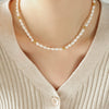 Wholesale Women's Freshwater Pearl And 316L Stainless Steel Geometric Style Electroplated Accessories Necklace