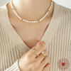Wholesale Women's Freshwater Pearl And 316L Stainless Steel Geometric Style Electroplated Accessories Necklace