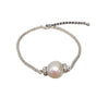 Wholesale Women's Freshwater Pearl Bracelet With Copper Material Wrinkled Round Baroque Style And Adjustable Cauliflower Chain
