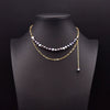 Wholesale Women's Freshwater Pearl Clavicle Chain Necklace With Geometric Design And Electroplating Treatment