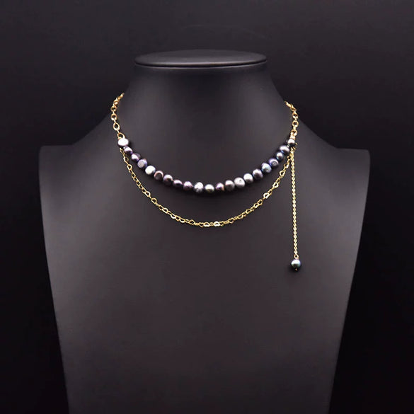 Wholesale Women's Freshwater Pearl Clavicle Chain Necklace With Geometric Design And Electroplating Treatment