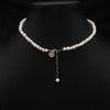 Wholesale Women's Freshwater Pearl Clavicle Chain Necklace With Geometric Design And Electroplating Treatment