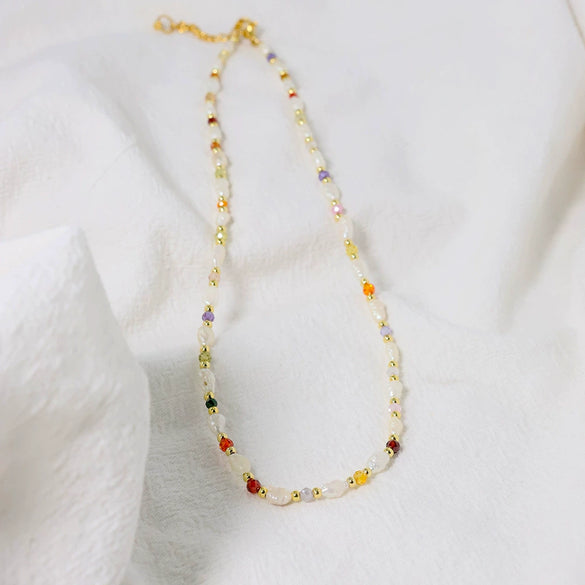 Wholesale Women's Freshwater Pearl Clavicle Chain Necklace With Geometric Design And Electroplating Treatment