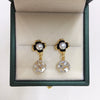 Wholesale Women's Freshwater Pearl Earrings S925 Sterling Silver Retro Crystal Ball Zircon Oblate Round Natural Design