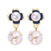 Wholesale Women's Freshwater Pearl Earrings S925 Sterling Silver Retro Crystal Ball Zircon Oblate Round Natural Design