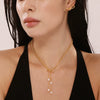 Wholesale Women's Freshwater Pearl Enigma Bow Tassel Earrings And Necklace Set 316L Stainless Steel 18K Gold Plated Sweet Style
