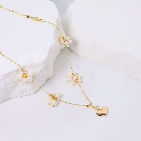 Wholesale Women's Freshwater Pearl Geometric Titanium Steel Electroplating Necklace