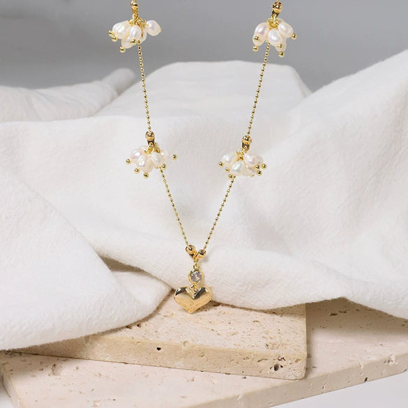 Wholesale Women's Freshwater Pearl Geometric Titanium Steel Electroplating Necklace