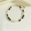 Wholesale Women's Freshwater Pearl Handmade Geometric Bracelet With Yellow Tiger Clear Onyx Stacked Wearing High Grade Light Luxury And Ins Niche Design