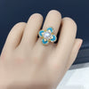 Wholesale Women's Freshwater Pearl Ring Copper Fourpetal Flower Vintage Style