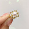 Wholesale Women's Freshwater Pearl Ring Copper Geometric Square Style