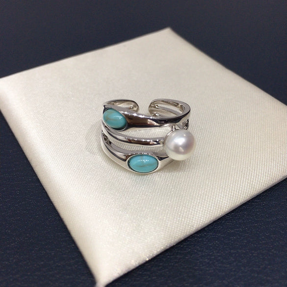 Wholesale Women's Freshwater Pearl Ring Copper Material Flat Round And Bun Round Shape Light Luxury Elegant Style