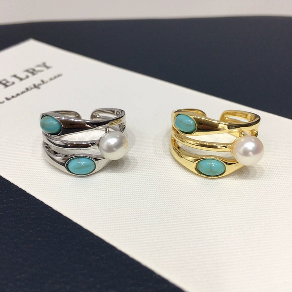Wholesale Women's Freshwater Pearl Ring Copper Material Flat Round And Bun Round Shape Light Luxury Elegant Style