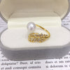 Wholesale Women's Freshwater Pearl Ring Copper Material Flat Round Rose Buns Round Shape Color Preservation Microinlaid Zircon Fashion Style