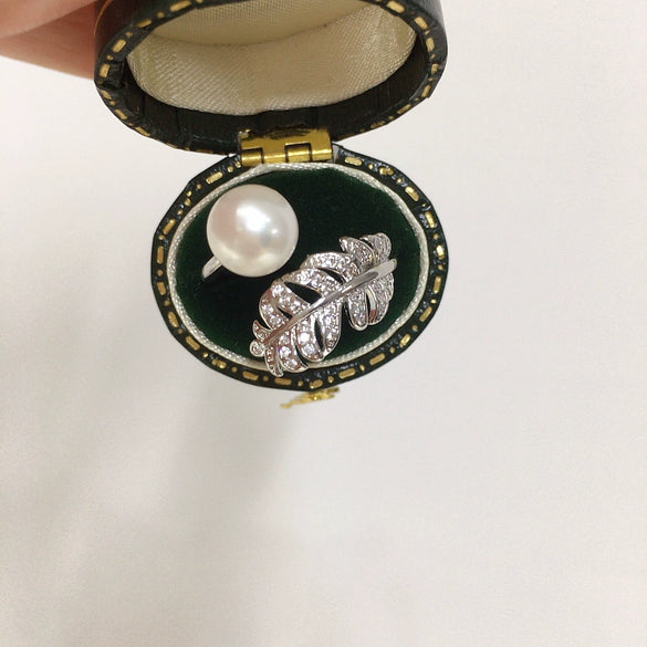 Wholesale Women's Freshwater Pearl Ring Copper Material Flat Round Rose Buns Round Shape Color Preservation Microinlaid Zircon Fashion Style
