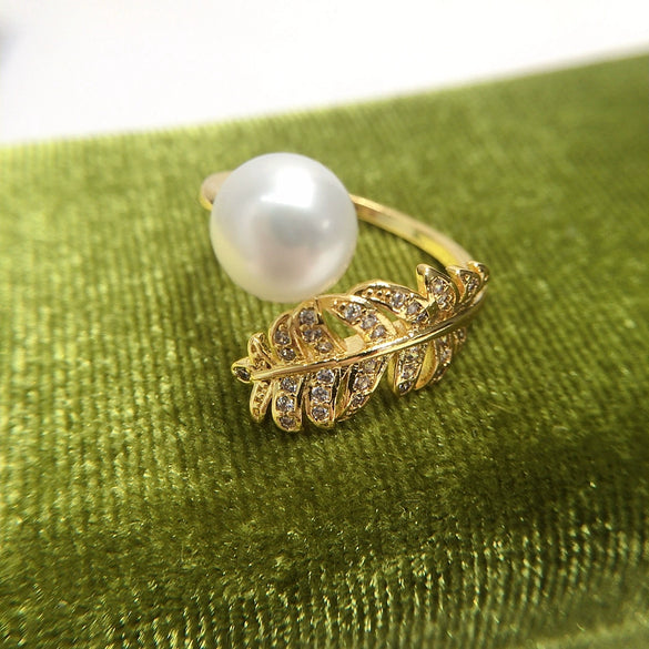 Wholesale Women's Freshwater Pearl Ring Copper Material Flat Round Rose Buns Round Shape Color Preservation Microinlaid Zircon Fashion Style