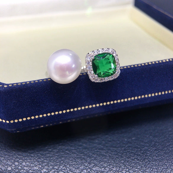 Wholesale Women's Freshwater Pearl Ring Copper Material Round Shape Light Luxury Fashion Jewelry