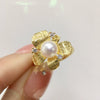 Wholesale Women's Freshwater Pearl Ring With Copper Accessories And Flower Zircon Design