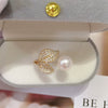 Wholesale Women's Freshwater Pearl Ring With Copper Accessories And Micro Set Zircon Leaf Design
