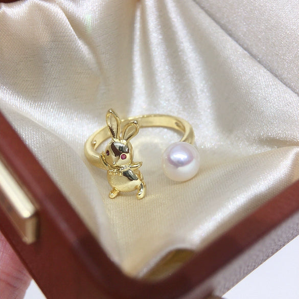 Wholesale Women's Freshwater Pearl Ring With Copper Accessories And Round Shape