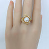 Wholesale Women's Freshwater Pearl Ring With Copper Micropaved Zircon Highgloss Natural Round Shape