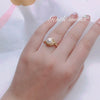 Wholesale Women's Freshwater Pearl Zircon Ring Copper Goldplated In Flat Round And Steamed Bread Round Shape
