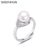 Wholesale Women's Freshwater Pearl Zircon Ring Copper Goldplated In Flat Round And Steamed Bread Round Shape