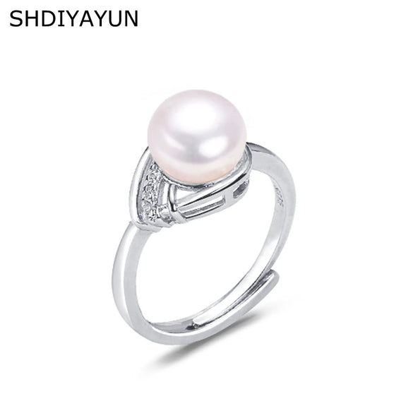 Wholesale Women's Freshwater Pearl Zircon Ring Copper Goldplated In Flat Round And Steamed Bread Round Shape