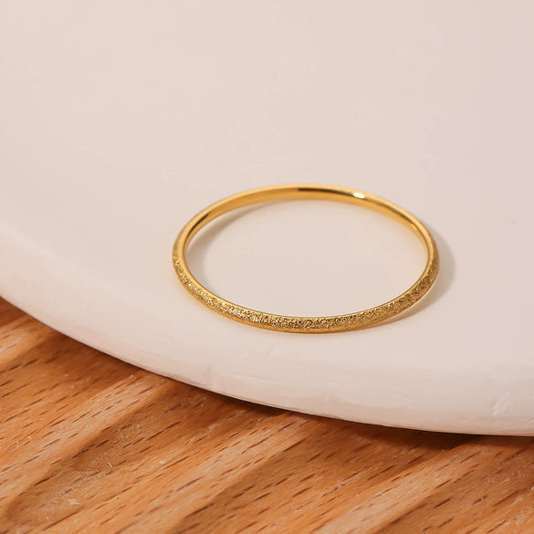 Wholesale Women's Frosted Stainless Steel Geometric Ring With 18K Gold Electroplating Non Fading Niche Jewelry Ins Fashion Style