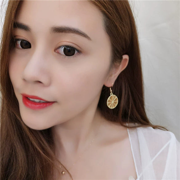 Wholesale Women's Fruit Earrings With Red Strawberry Yellow Pineapple Watermelon Lemon Pendant Alloy Electroplated