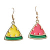 Wholesale Women's Fruit Earrings With Red Strawberry Yellow Pineapple Watermelon Lemon Pendant Alloy Electroplated