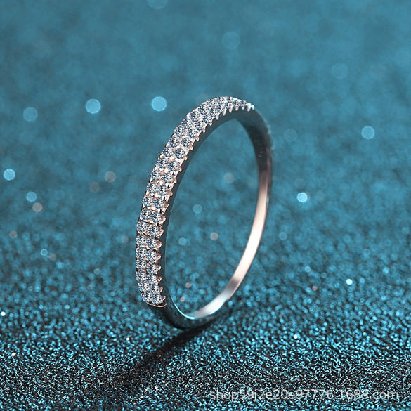 Wholesale Women's Fruit Food Style S925 Sterling Silver Ring Plated Pt950 Gold With Double Row Micro Inlay Mossan Diamond