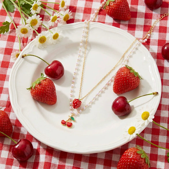 Wholesale Women's Fruit Pattern Fake Pearl And Alloy Electroplated Necklace For Layering