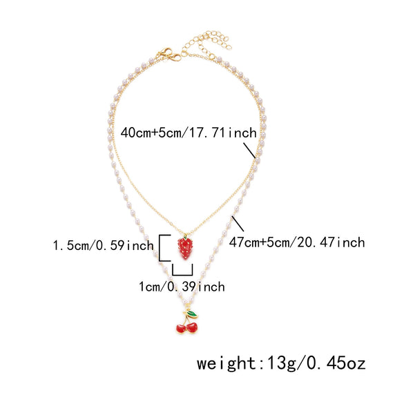 Wholesale Women's Fruit Pattern Fake Pearl And Alloy Electroplated Necklace For Layering