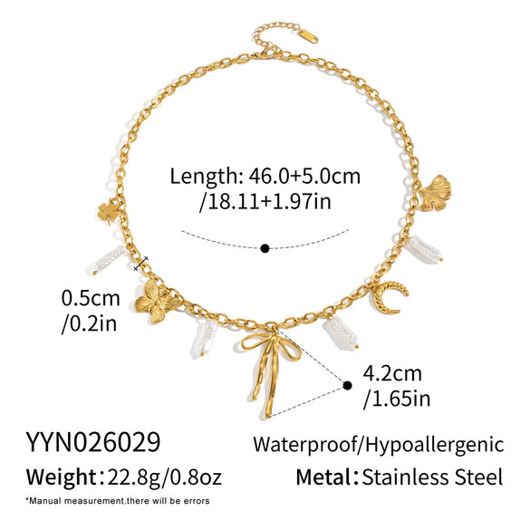 Wholesale Women's Fruit Pattern Stainless Steel Cuban Chain Necklace With Pvd Furnace Vacuum Real Gold Plating