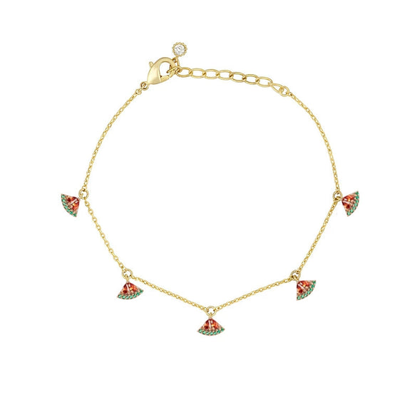 Wholesale Women's Fruit Patterned Anklet With Goldplated Artificial Gemstones And Semiprecious Stones