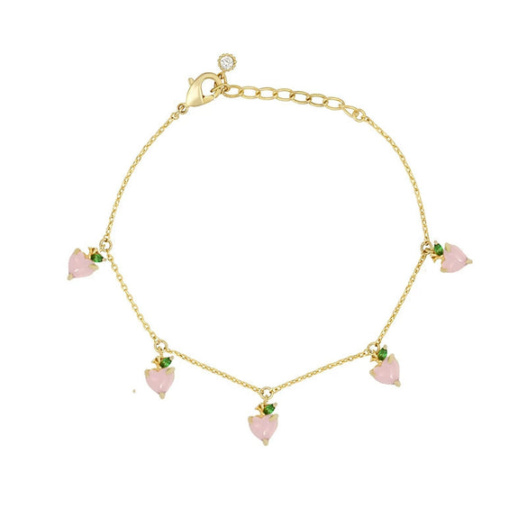 Wholesale Women's Fruit Patterned Anklet With Goldplated Artificial Gemstones And Semiprecious Stones