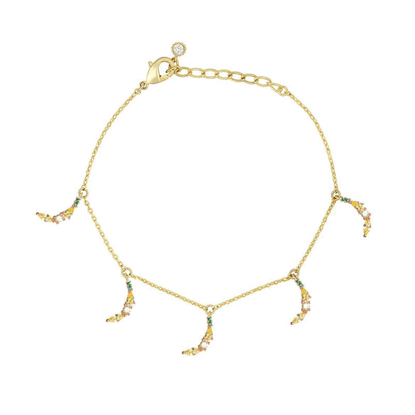 Wholesale Women's Fruit Patterned Anklet With Goldplated Artificial Gemstones And Semiprecious Stones