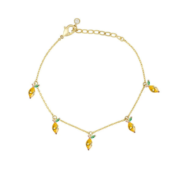 Wholesale Women's Fruit Patterned Anklet With Goldplated Artificial Gemstones And Semiprecious Stones