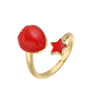 Wholesale Women's Fruit Shape Copper Ring With Dripping Oil Design And Sweet Style