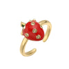 Wholesale Women's Fruit Shape Copper Ring With Dripping Oil Design And Sweet Style